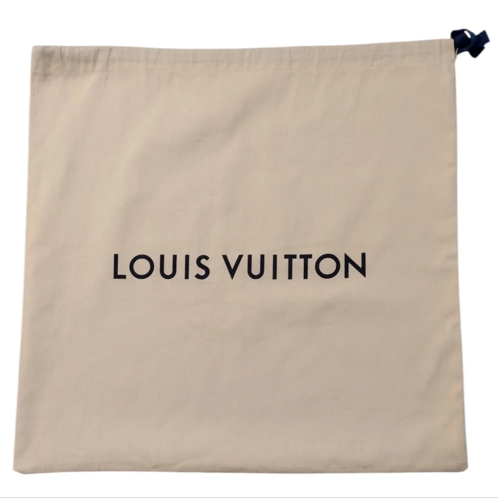 Louis Vuitton Cream Black Logo Blue Drawstring Dust Bag